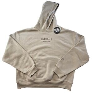 Brooklyn Cloth Hoodie Mens M Beige Pullover Hooded Pockets Lined Heavyweight